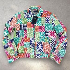 Polo Ralph‎ Lauren Cotton Patchwork Geometric Eisenhower Bomber Jacket Sz S NWT